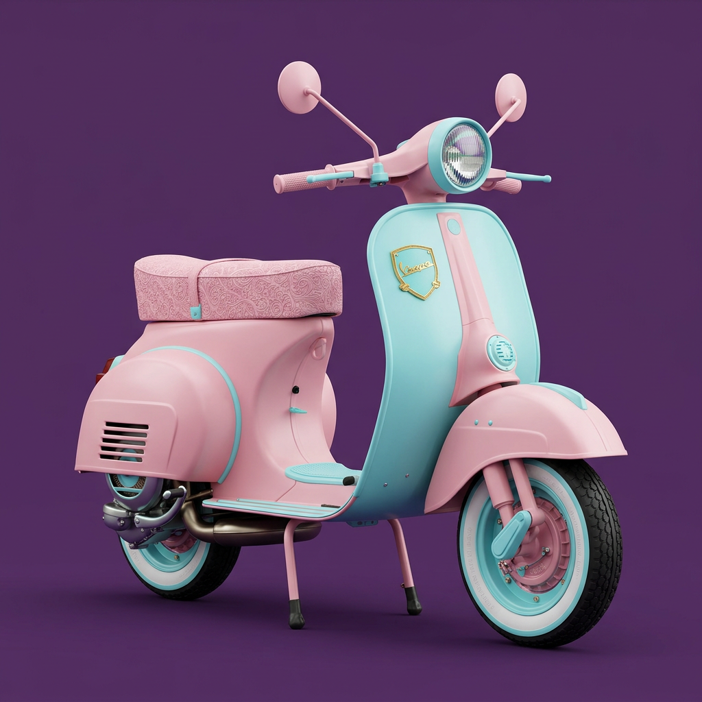 1980s luxury Vespa scooter, Cotton Candy Pink